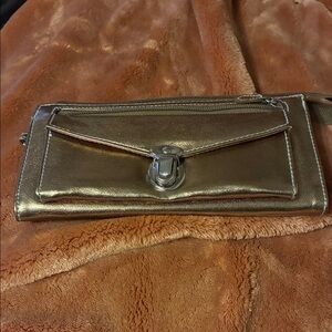 Metallic Bronze Envelope Clutch Wristlet - Sleek Evening Bag